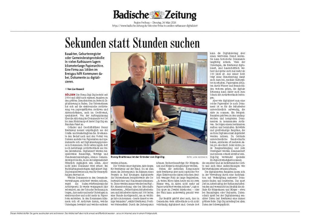 Bericht in der Badischen Zeitung vom 24.03.2026
